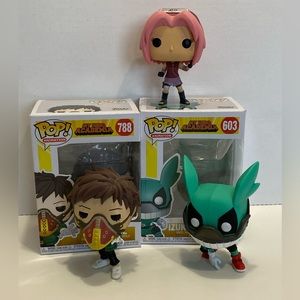 Funko pop lot Naruto Sakura & My Hero Academia Overhaul Izuku Mudoriya Anime